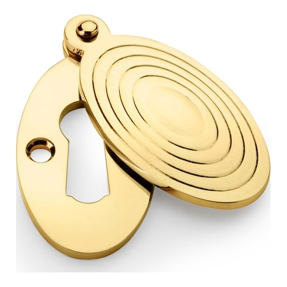 AW385-UB • For Standard Lock • Unlacquered Brass • Alexander & Wilks Ellipse Escutcheon with Christoph Design Cover